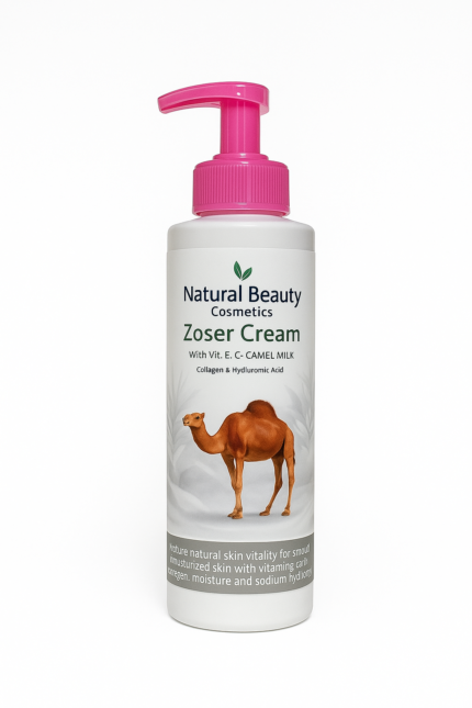 For Radiant & Healthy Skin Benefits & Importance of Zoser Camel Milk Lotion: • Deep & Lasting Hydration: Nourishes skin and prevents dryness with rich fatty acids. • Brightens & Evens Skin Tone: Helps reduce pigmentation and dark spots for a more radiant complexion. • Fights Signs of Aging: Combats wrinkles and fine lines with powerful antioxidants. • Soothes Sensitive Skin: Relieves redness and irritation, leaving your skin feeling comfortable. • Acne Treatment: Its antibacterial and anti-inflammatory properties can help treat acne and prevent breakouts • Rich in Nutrients: Contains essential vitamins, minerals, and proteins for healthy and beautiful skin. • Natural Sun Protection: Camel milk offers some natural protection against ultraviolet (UV) rays. For Healthier, More Radiant Skin, Naturally!