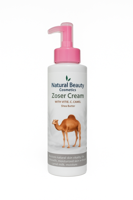 For Radiant & Healthy Skin Benefits & Importance of Zoser Camel Milk Lotion: • Deep & Lasting Hydration: Nourishes skin and prevents dryness with rich fatty acids. • Brightens & Evens Skin Tone: Helps reduce pigmentation and dark spots for a more radiant complexion. • Fights Signs of Aging: Combats wrinkles and fine lines with powerful antioxidants. • Soothes Sensitive Skin: Relieves redness and irritation, leaving your skin feeling comfortable. • Acne Treatment: Its antibacterial and anti-inflammatory properties can help treat acne and prevent breakouts • Rich in Nutrients: Contains essential vitamins, minerals, and proteins for healthy and beautiful skin. • Natural Sun Protection: Camel milk offers some natural protection against ultraviolet (UV) rays. For Healthier, More Radiant Skin, Naturally!