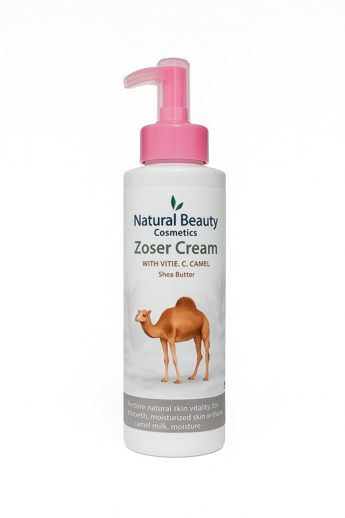 For Radiant & Healthy Skin Benefits & Importance of Zoser Camel Milk Lotion: • Deep & Lasting Hydration: Nourishes skin and prevents dryness with rich fatty acids. • Brightens & Evens Skin Tone: Helps reduce pigmentation and dark spots for a more radiant complexion. • Fights Signs of Aging: Combats wrinkles and fine lines with powerful antioxidants. • Soothes Sensitive Skin: Relieves redness and irritation, leaving your skin feeling comfortable. • Acne Treatment: Its antibacterial and anti-inflammatory properties can help treat acne and prevent breakouts • Rich in Nutrients: Contains essential vitamins, minerals, and proteins for healthy and beautiful skin. • Natural Sun Protection: Camel milk offers some natural protection against ultraviolet (UV) rays. For Healthier, More Radiant Skin, Naturally!